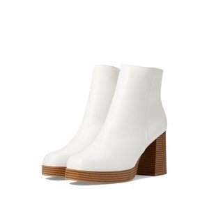 Sugar Womens Warrant Faux Leather Platform Booties White 7.5 Medium (B,M)